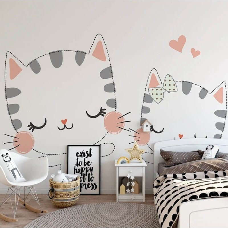 MinimalisticDecor.com-Meow Cat Theme Nursery Wallpaper - Transform Your Space