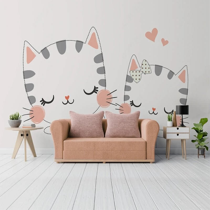 MinimalisticDecor.com-Meow Cat Theme Nursery Wallpaper - Transform Your Space