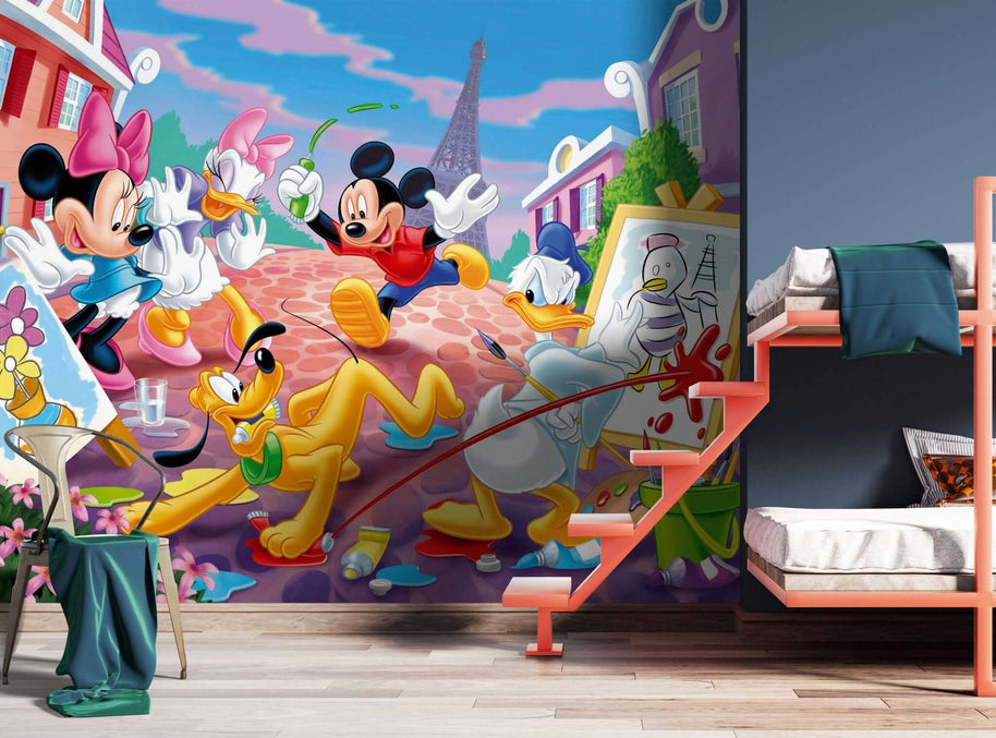 MinimalisticDecor.com-Mickey & Minnie in the House Kids room Wallpaper