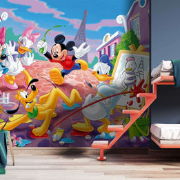 MinimalisticDecor.com-Mickey & Minnie in the House Kids room Wallpaper