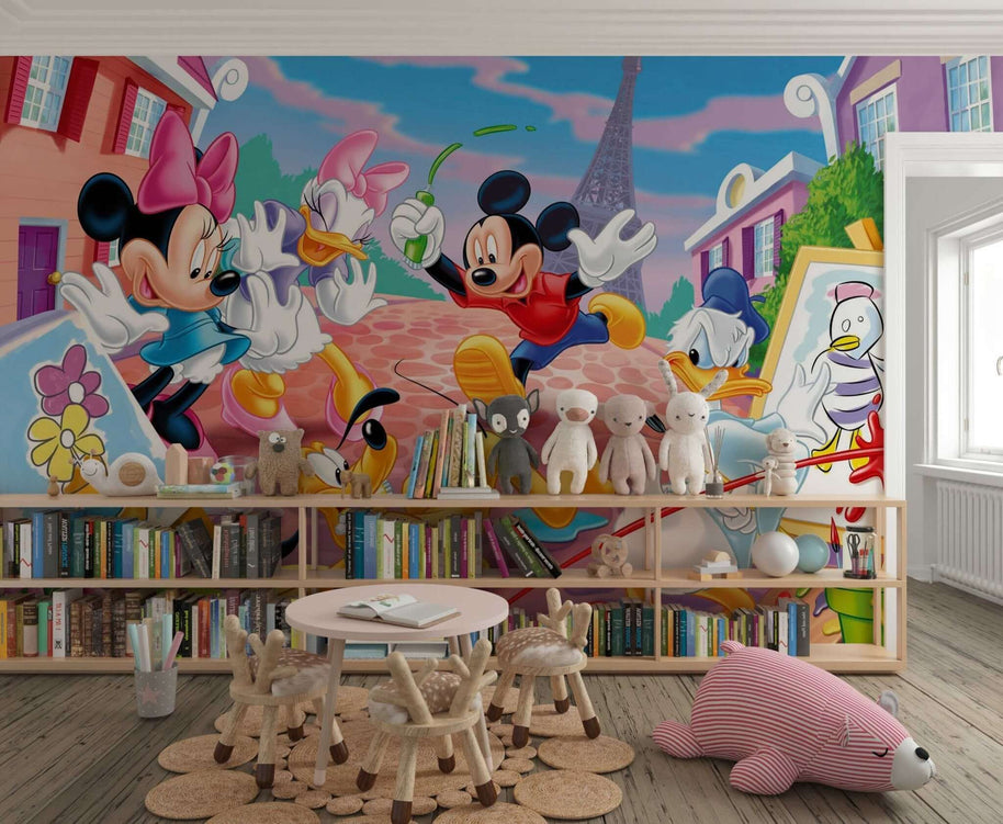 MinimalisticDecor.com-Mickey & Minnie in the House Kids room Wallpaper
