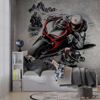 MinimalisticDecor.com-Motorbike Racing Champion Kids room Wallpaper