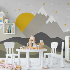MinimalisticDecor.com-Mountain Peaks Snow: Kids Room Wallpaper Mural