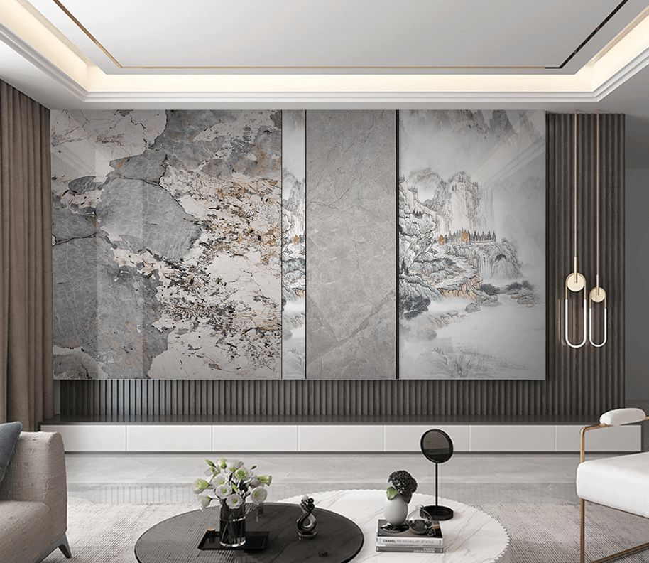 MinimalisticDecor.com-Mountain Scenery: Marble Wallpaper Murals