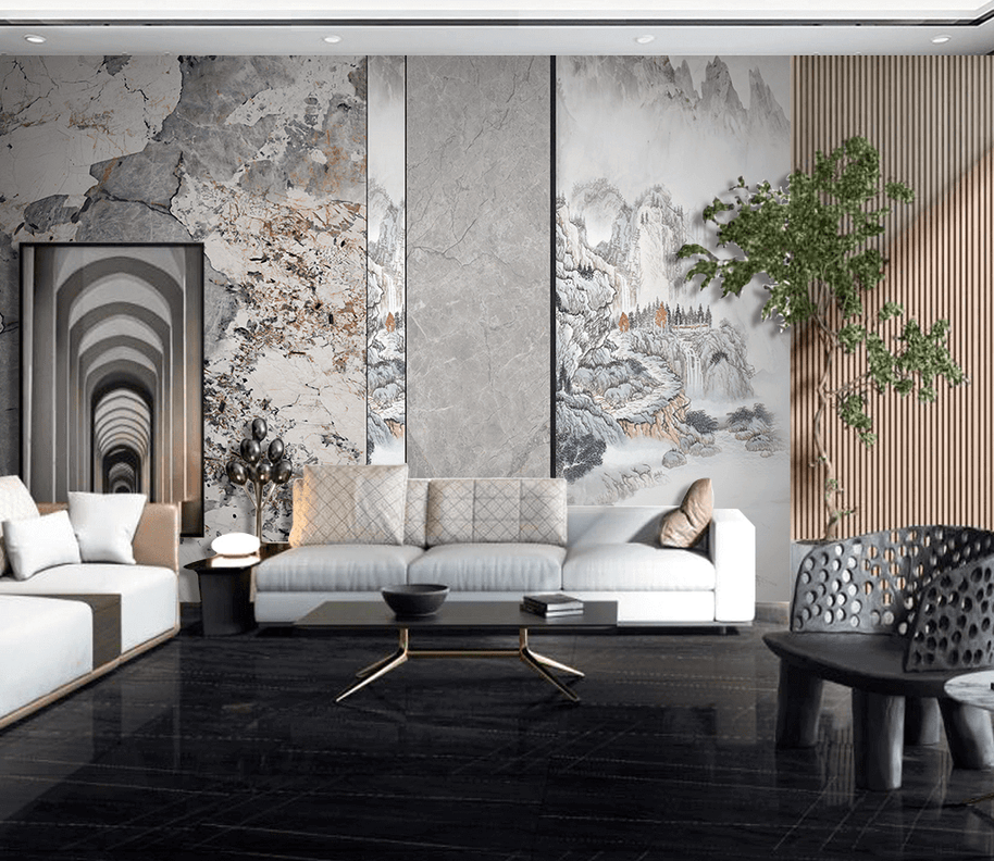 MinimalisticDecor.com-Mountain Scenery: Marble Wallpaper Murals