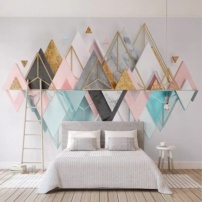 MinimalisticDecor.com-Mountains Geometric Triangle Wallpaper for Home Wall Decor