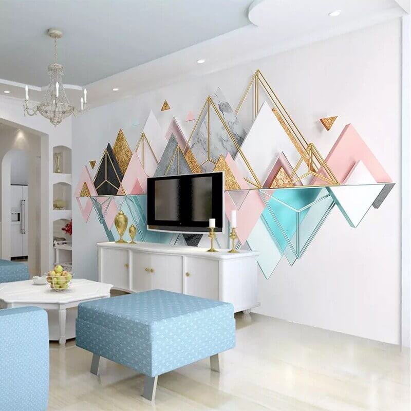 MinimalisticDecor.com-Mountains Geometric Triangle Wallpaper for Home Wall Decor