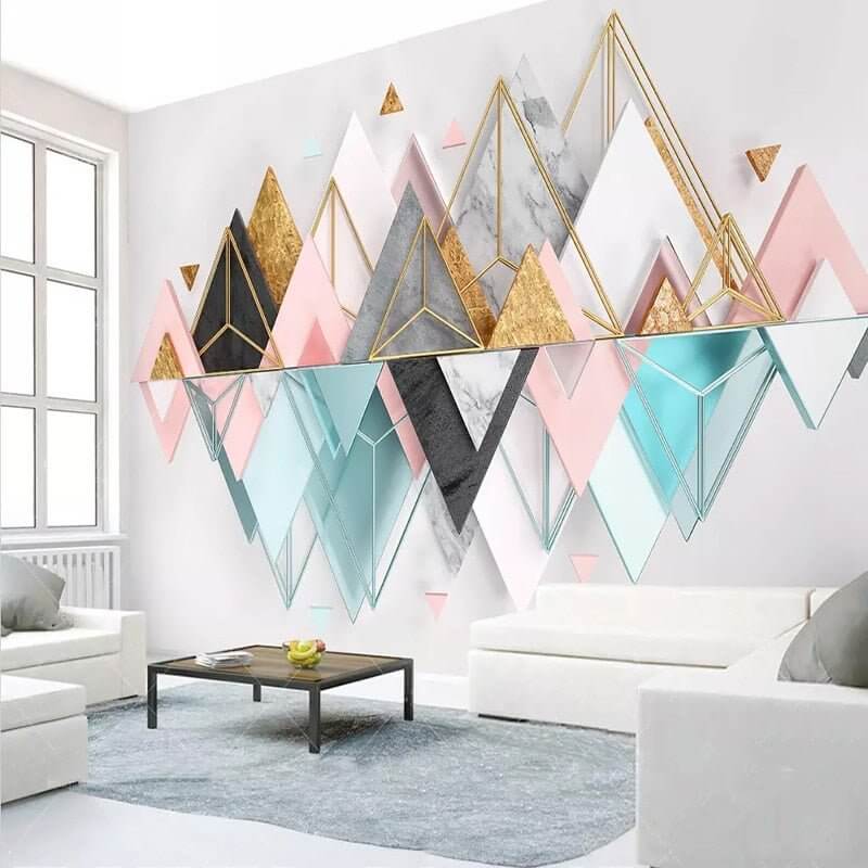 MinimalisticDecor.com-Mountains Geometric Triangle Wallpaper for Home Wall Decor