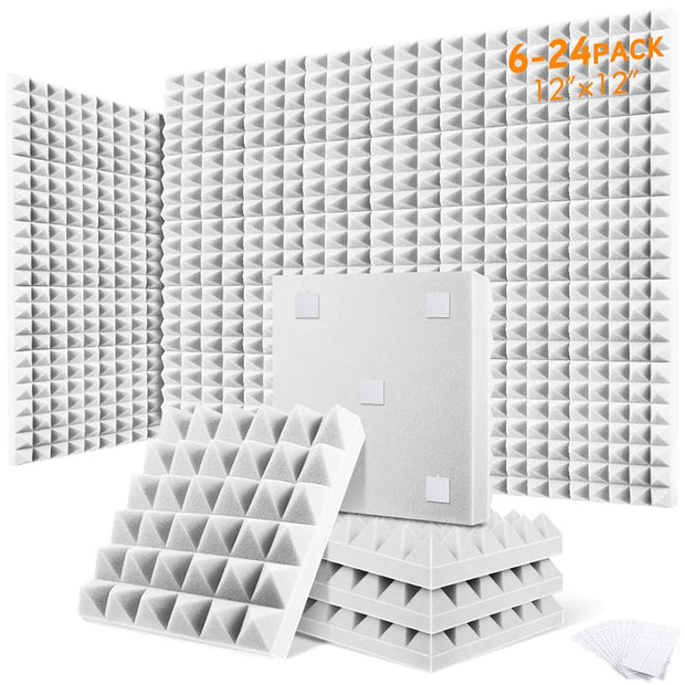 MinimalisticDecor.com-Music Studio Soundproofing 6/12/24 Pcs, Pyramid High Density Acoustic Foam Panel Sponge Pad, For Wall Room Sound Insulation
