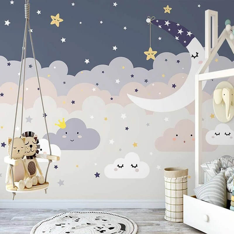 MinimalisticDecor.com-Nighty Night Moon Nursery Wallpaper - Transform Baby's Room