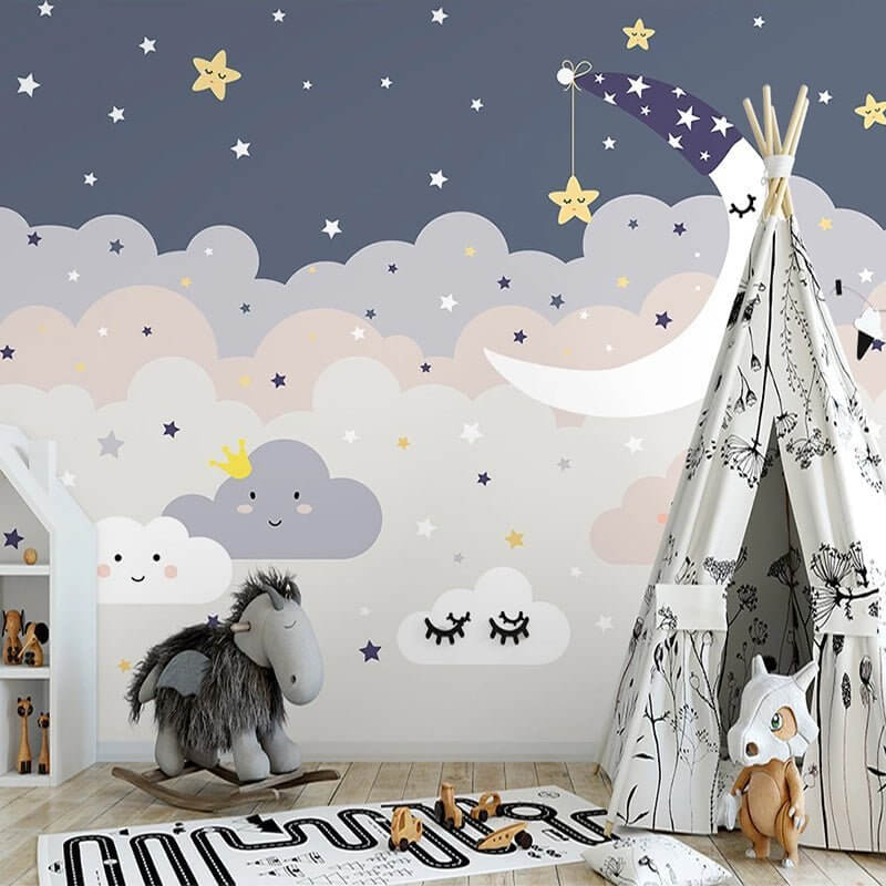 MinimalisticDecor.com-Nighty Night Moon Nursery Wallpaper - Transform Baby's Room