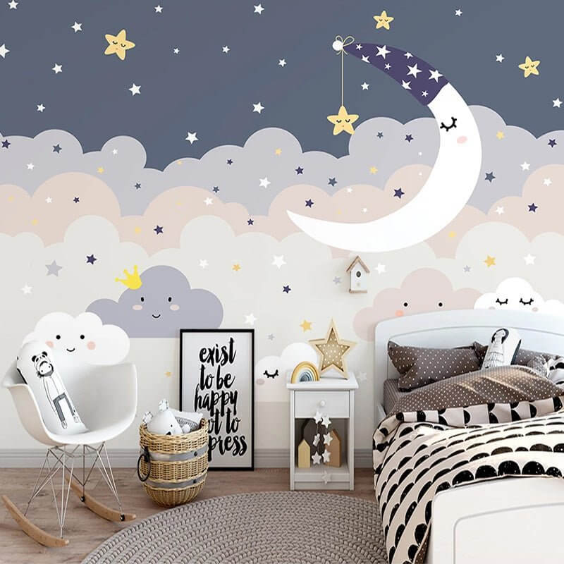 MinimalisticDecor.com-Nighty Night Moon Nursery Wallpaper - Transform Baby's Room