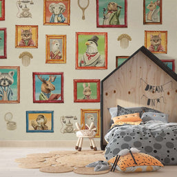 MinimalisticDecor.com-Nordic Animals Art Gallery - Kids Room Wallpaper Mural