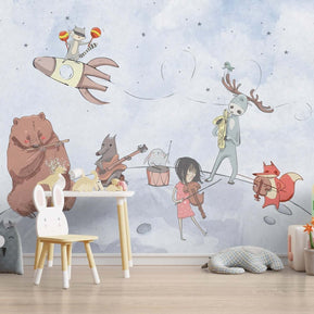 MinimalisticDecor.com-Nordic Animals Party - Kids Room Wallpaper Mural