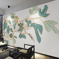 MinimalisticDecor.com-Nordic Golden Embossed Line Leaf Wallpaper for Home Wall Decor