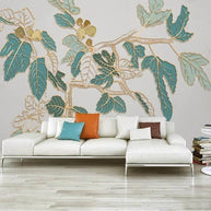 MinimalisticDecor.com-Nordic Golden Embossed Line Leaf Wallpaper for Home Wall Decor