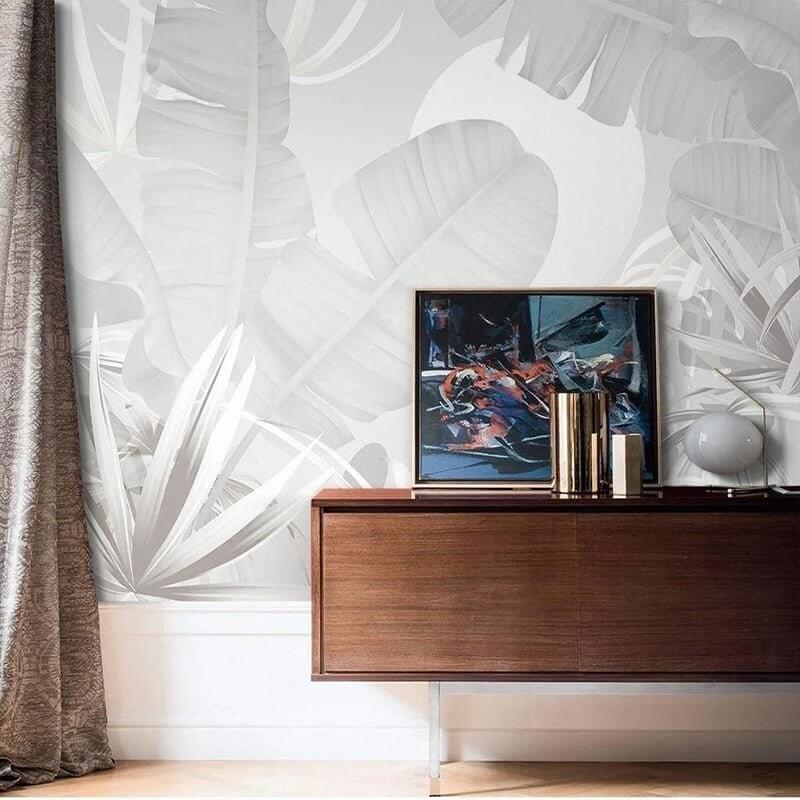 MinimalisticDecor.com-Nordic Tropical Leaves Palm Leaves Wallpaper Mural