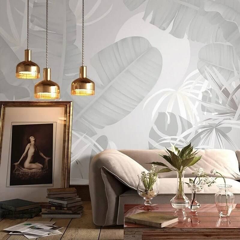 MinimalisticDecor.com-Nordic Tropical Leaves Palm Leaves Wallpaper Mural