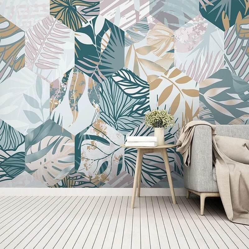 MinimalisticDecor.com-Nordic Tropical Plant Leaf Wallpaper for Home Wall Decor