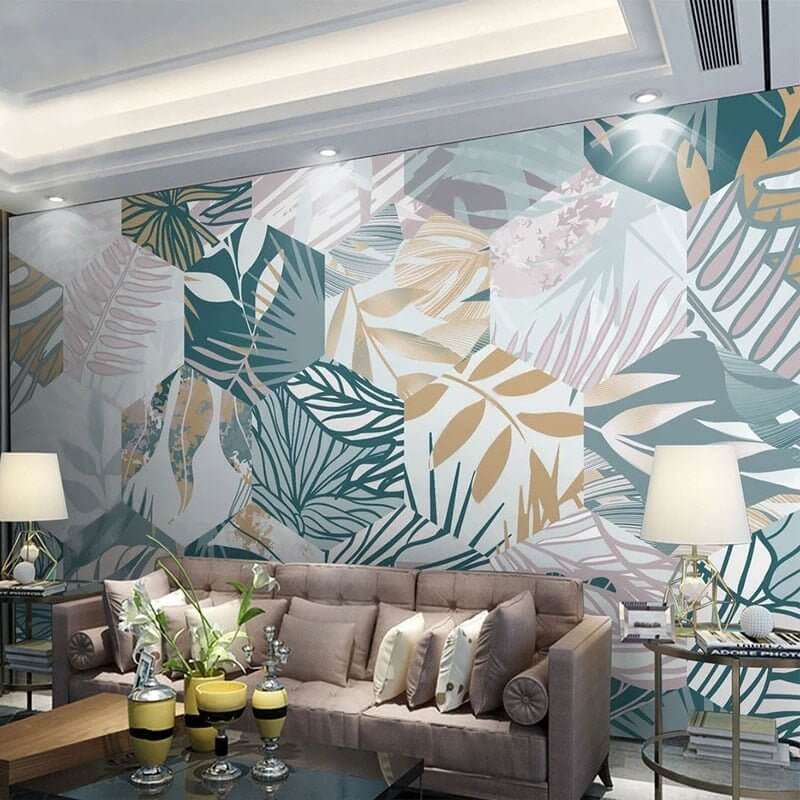 MinimalisticDecor.com-Nordic Tropical Plant Leaf Wallpaper for Home Wall Decor