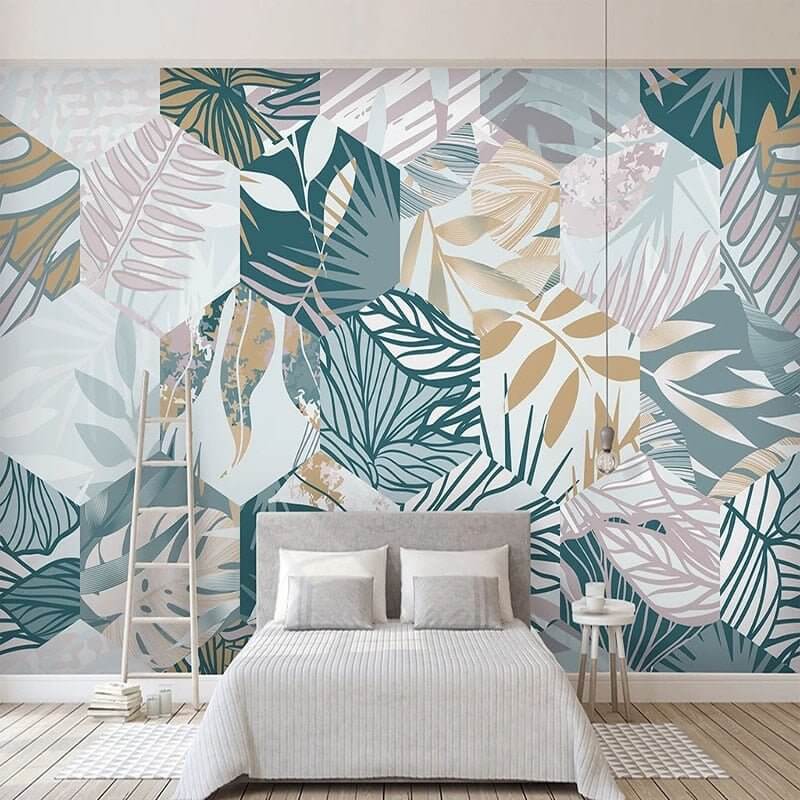 MinimalisticDecor.com-Nordic Tropical Plant Leaf Wallpaper for Home Wall Decor