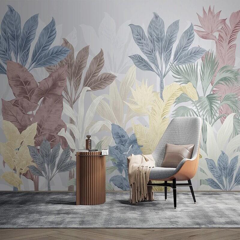 MinimalisticDecor.com-Nordic Tropical Plants Leaf Wallpaper Mural