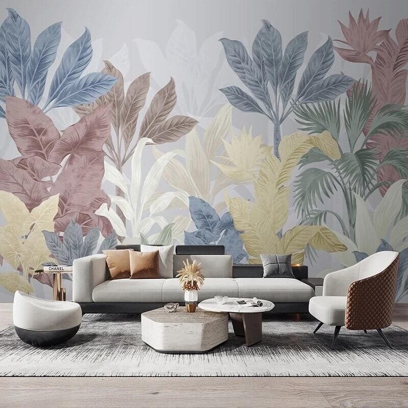 MinimalisticDecor.com-Nordic Tropical Plants Leaf Wallpaper Mural