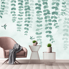 MinimalisticDecor.com-Olive Green Vine Wallpaper Mural: Transform Your Space