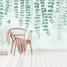 MinimalisticDecor.com-Olive Green Vine Wallpaper Mural: Transform Your Space