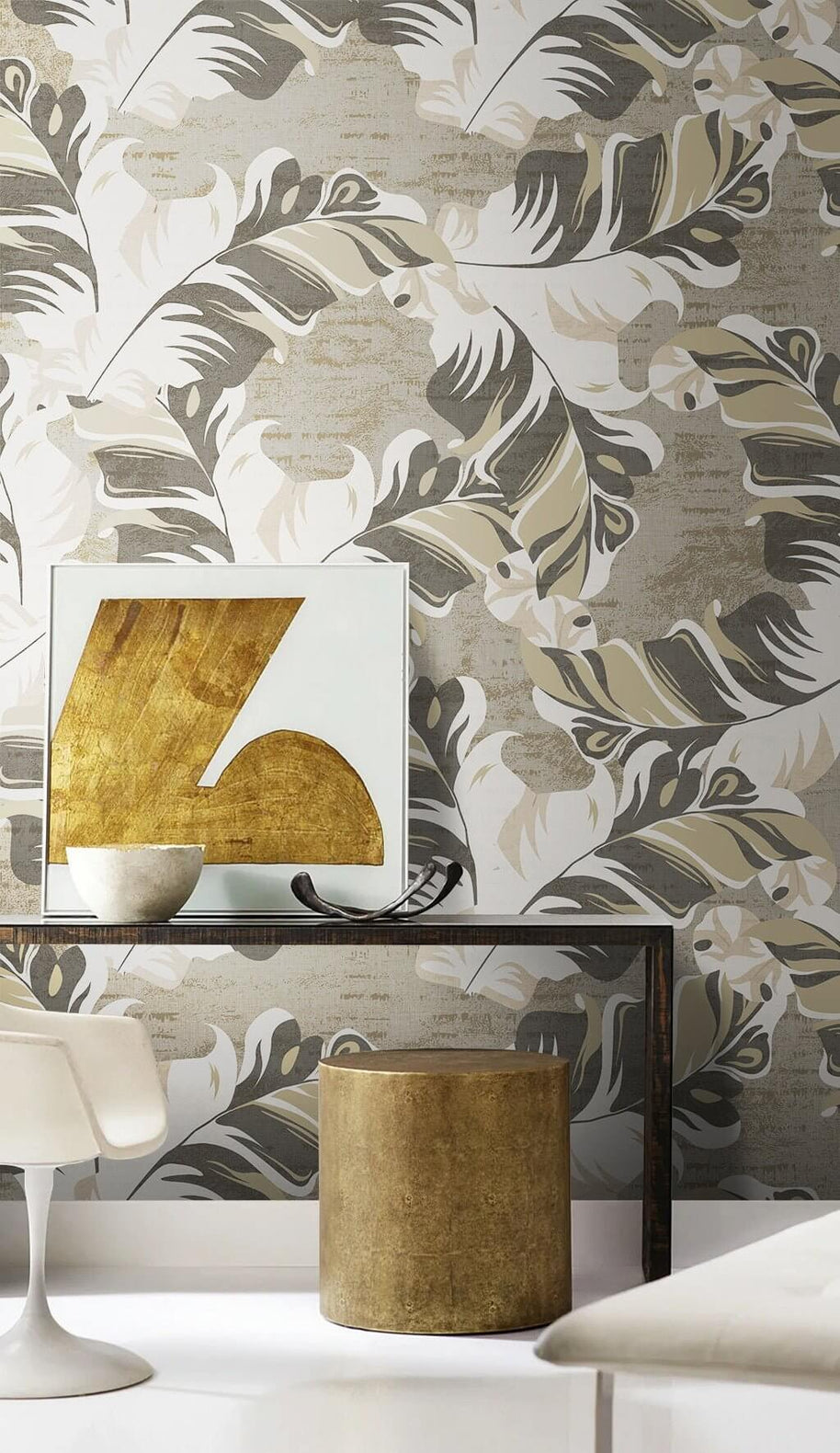 MinimalisticDecor.com-Painted Leaves Wallpaper Mural