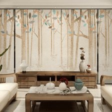 MinimalisticDecor.com-Pastel Leaves - Forest Woods Wallpaper Murals