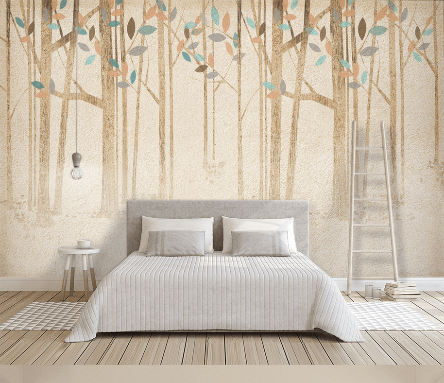 MinimalisticDecor.com-Pastel Leaves - Forest Woods Wallpaper Murals