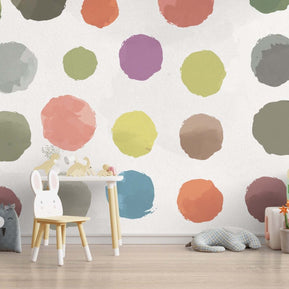 MinimalisticDecor.com-Pastel Polka Dots Kids Room Wallpaper Mural