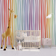 MinimalisticDecor.com-Pastel Rainbow Lines Kids Room Wallpaper Mural