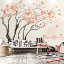 MinimalisticDecor.com-Pastel Tree Watercolour Wallpaper Murals