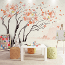 MinimalisticDecor.com-Pastel Tree Watercolour Wallpaper Murals