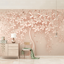 MinimalisticDecor.com-Pink 3D Tree large Wallpaper Murals – Exclusive Collection