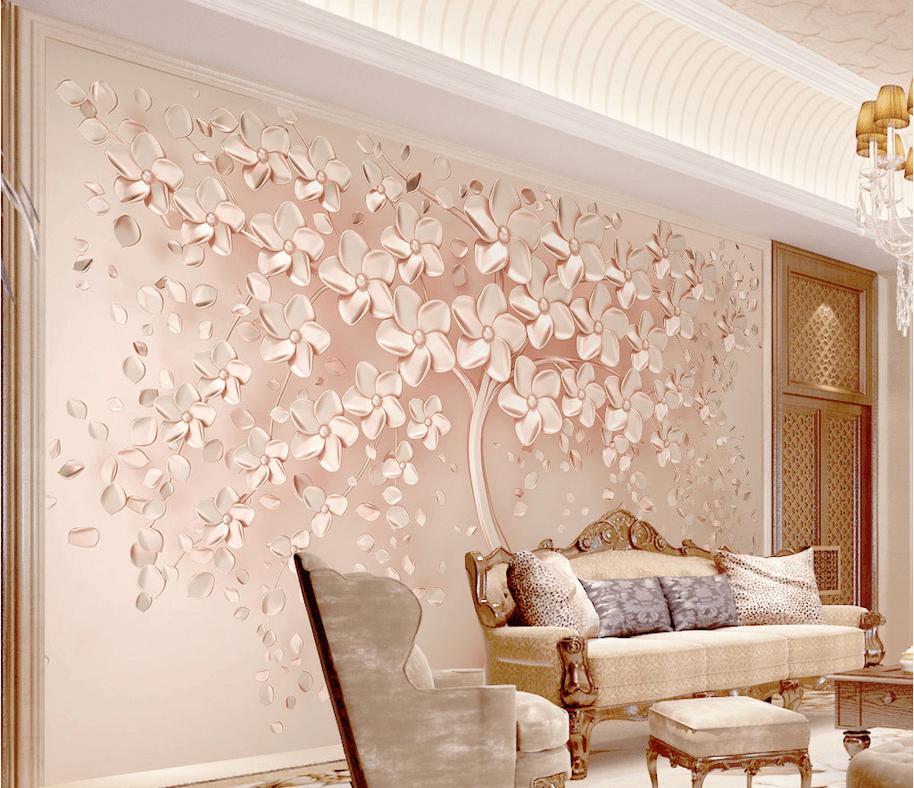 MinimalisticDecor.com-Pink 3D Tree large Wallpaper Murals – Exclusive Collection