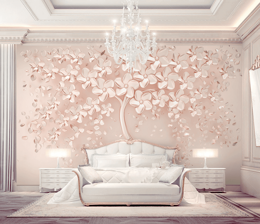 MinimalisticDecor.com-Pink 3D Tree large Wallpaper Murals – Exclusive Collection