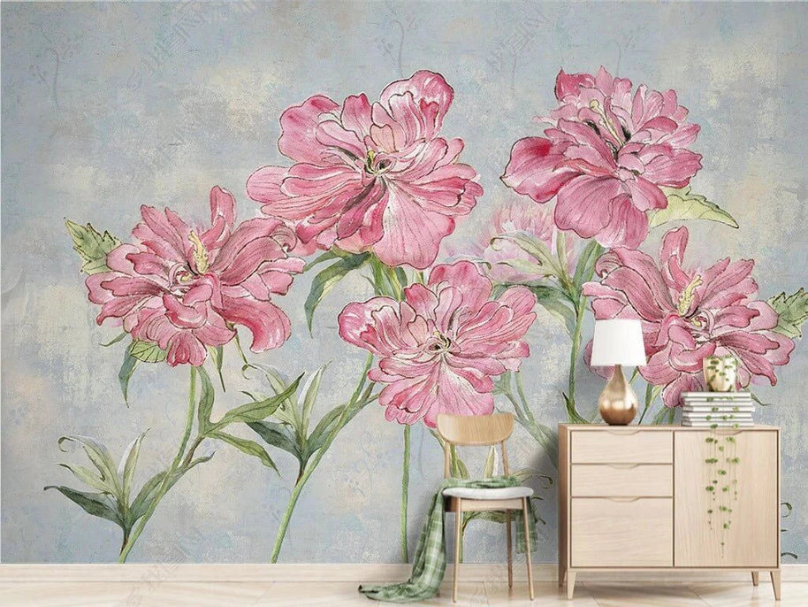MinimalisticDecor.com-Pink Beauty Flowers Wallpaper Mural