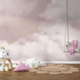 MinimalisticDecor.com-Pink Clouds - Girls Room Wallpaper Mural
