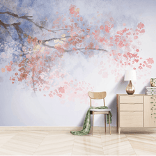 MinimalisticDecor.com-Pink Flower Branches Tree Wallpaper Murals