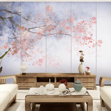 MinimalisticDecor.com-Pink Flower Branches Tree Wallpaper Murals
