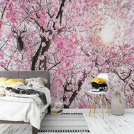 MinimalisticDecor.com-Pink Flowers Wallpaper Mural: Transform Your Space