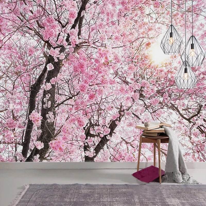 MinimalisticDecor.com-Pink Flowers Wallpaper Mural: Transform Your Space