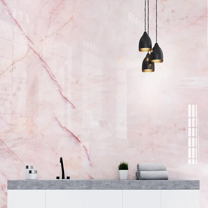 MinimalisticDecor.com-Pink Marble Effect Wallpaper: Stylish & Elegant Décor