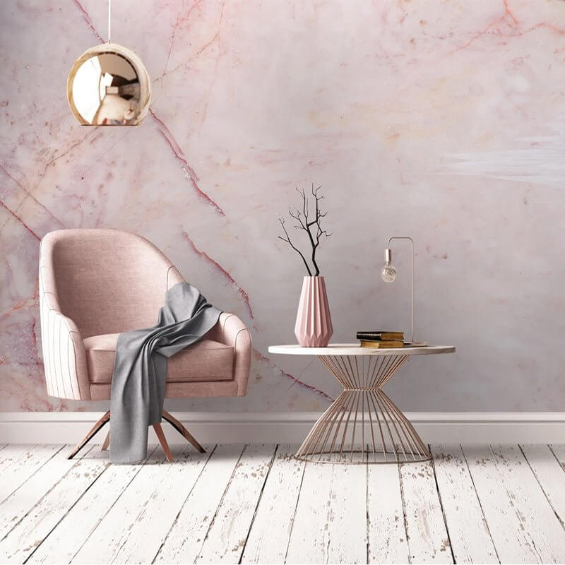 MinimalisticDecor.com-Pink Marble Effect Wallpaper: Stylish & Elegant Décor