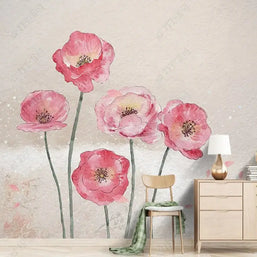 MinimalisticDecor.com-Pink Morning Flowers Wallpaper Mural