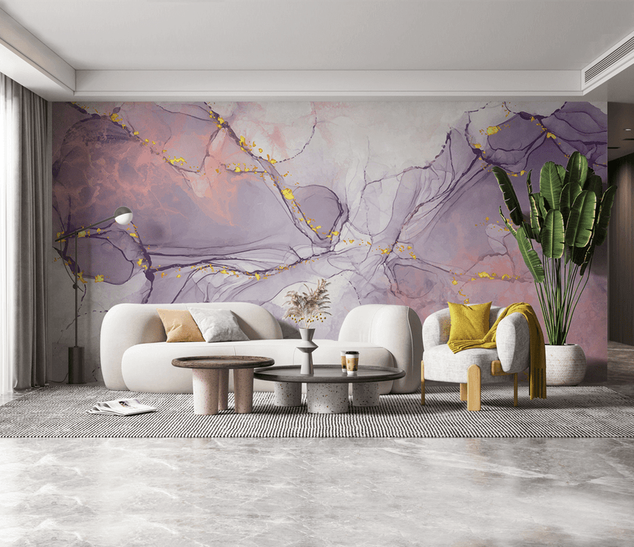 MinimalisticDecor.com-Pink Purple Stone Design - Marble Wallpaper Murals