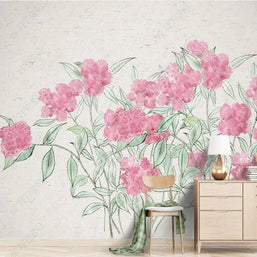 MinimalisticDecor.com-Pink Sketch Glory Flowers Wallpaper Mural